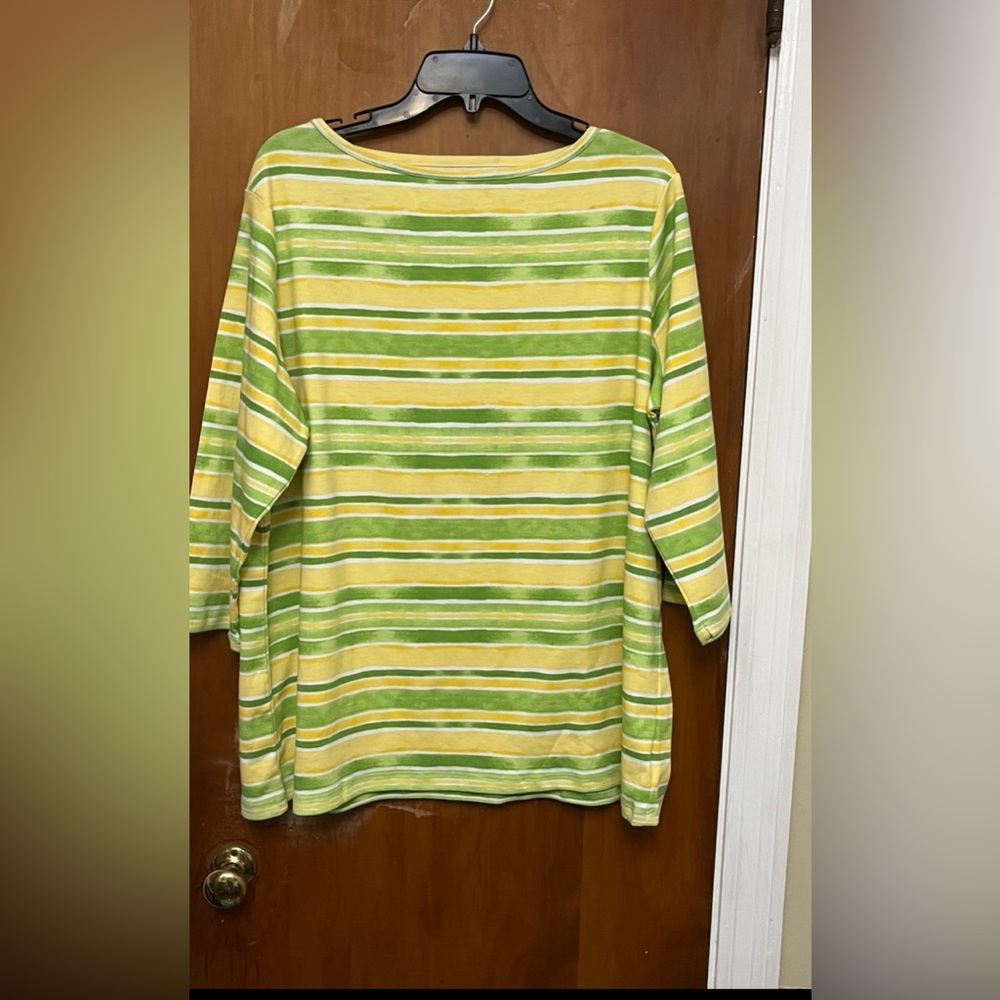 BFA Classics Yellow and Green Top 3/4 Sleeves